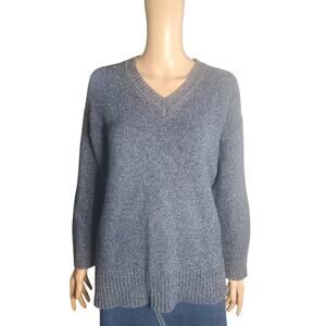 Everlane Size S The Link Stitch V-Neck Blue Chucky Knit Oversized Sweater